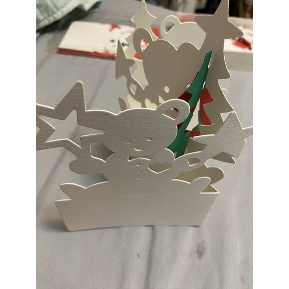 3D Pop Up Christmas Greeting 9 Card Pack Reindeer & Teddy Bears Unique Stands Up - Picture 4 of 11